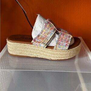 Multicolor Tweed Espadrille Platform Slide - Women's